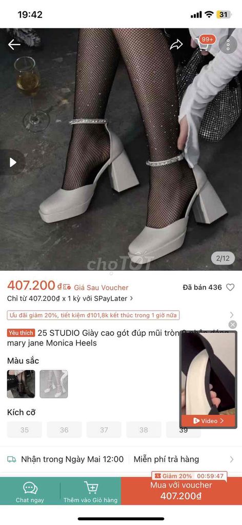 Giày cao gót  25 Studio Nữ Trắng be 9cm. Mua bán Giày dép tại Quận 11 Tp Hồ Chí Minh được đăng bởi Đỗ Ngọc Thiên Thanh hình 1