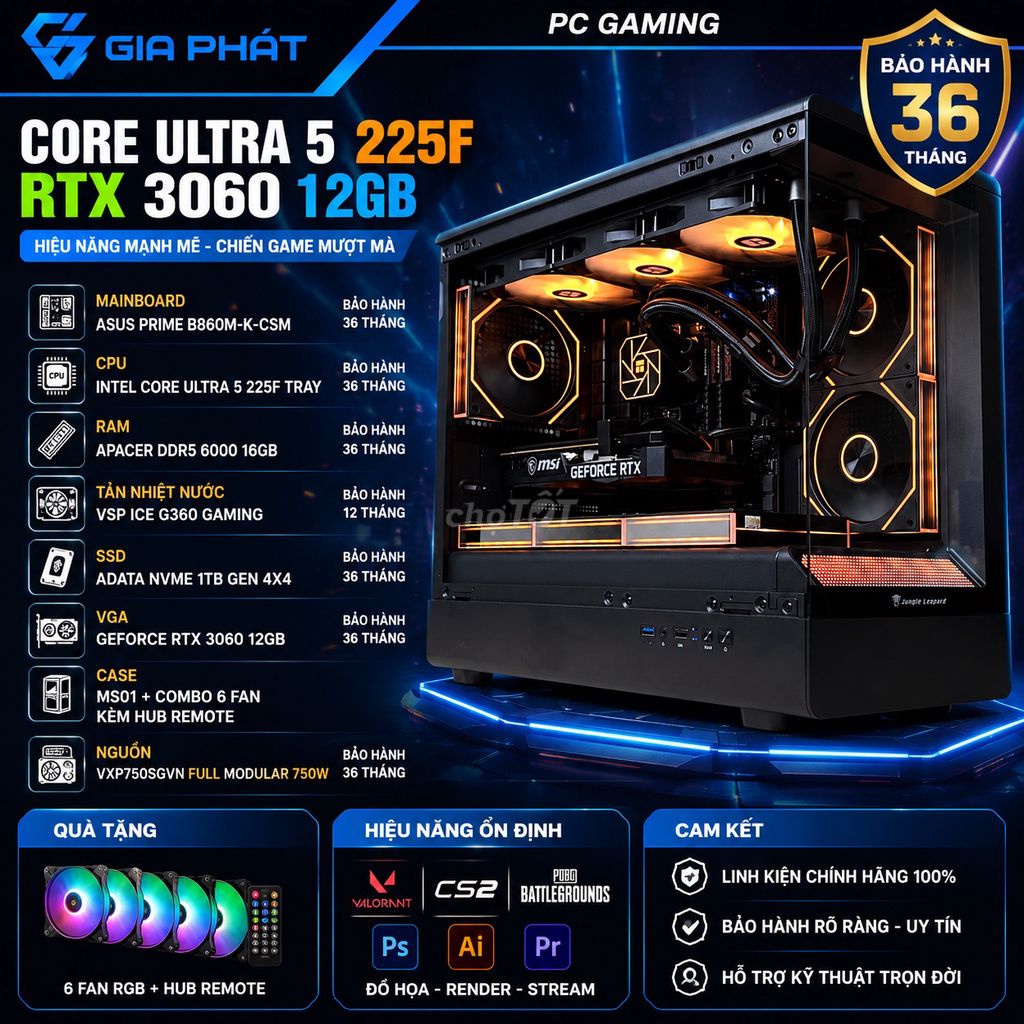 🔥 PC GAMING CORE ULTRA 5 225F – RTX 3060 12GB. Mua bán Máy tính để bàn tại Quận 6 Tp Hồ Chí Minh được đăng bởi Trần Thành Đại hình 1