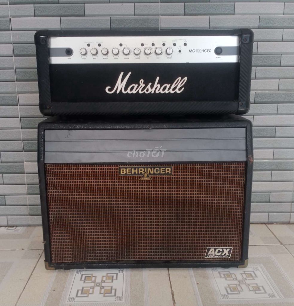 Đầu amply guitar Marshall 100 w + thùng 2 loa Bhr