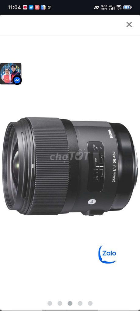 Ống kính Sigma 35mm F1.4 DG HSM Art Canon EF . Mua bán Máy ảnh, Máy quay tại Quận Sơn Trà Đà Nẵng được đăng bởi Minh Ngô hình 1