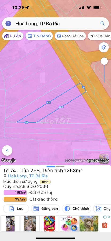 đất sào xây biệt thự xã Long Phước. Tp Bà Rịa