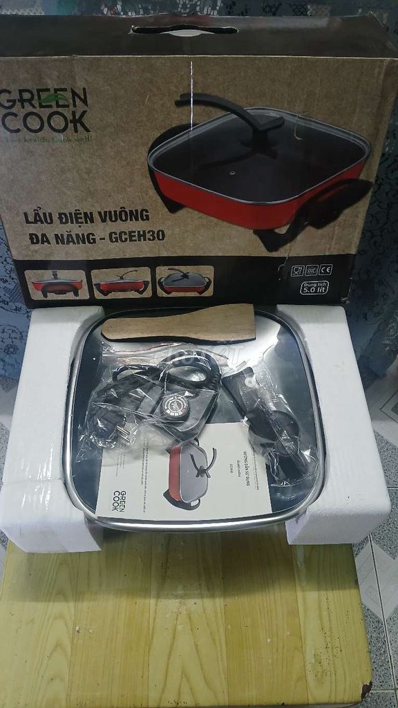 Nồi lẩu điện đa năng Green Cook 5 lít. Mua bán Bếp, lò, đồ điện nhà bếp tại Thành phố Mỹ Tho Tiền Giang được đăng bởi Từ Tấn Đạt  hình 1