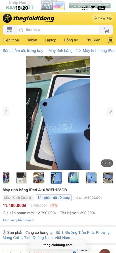 Apple iPad 11 (A16) 128GB Bạc Mới tinh. Mua bán Máy tính bảng tại Thành phố Phú Quốc Kiên Giang được đăng bởi Duy Khánh hình 1