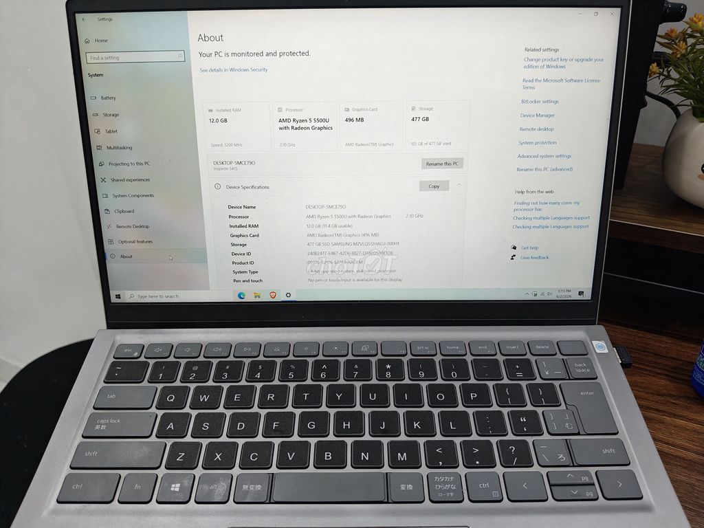 Dell 5415 Ryzen 5 12GB/512GB Bạc. Mua bán Laptop tại Quận Lê Chân Hải Phòng được đăng bởi nguyen quoc thu hình 1