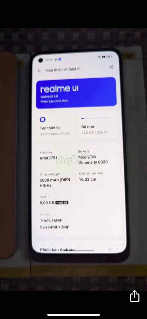 Realme 11-5G Ram 8G 258GB pin 5000