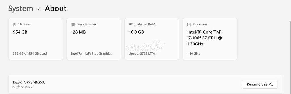 Microsoft Surface Pro 7 i7-1065G7 16GB/954GB. Mua bán Máy tính bảng tại Quận 6 Tp Hồ Chí Minh được đăng bởi men lao hình 1