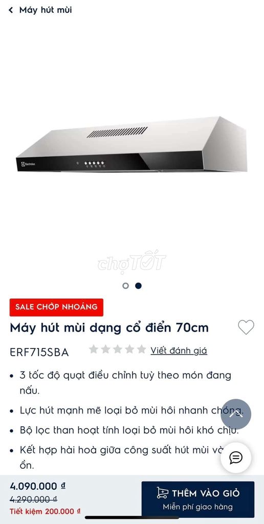 Máy hút mùi ERF715SBA mới tinh