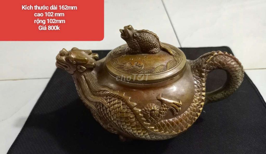 Ấm trà Đồng Long Quy 162mm