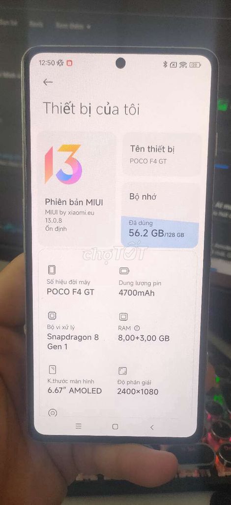 Xiaomi POCO F4 GT 128GB. Mua bán Điện thoại tại Huyện Củ Chi Tp Hồ Chí Minh được đăng bởi Jyn Dao hình 1