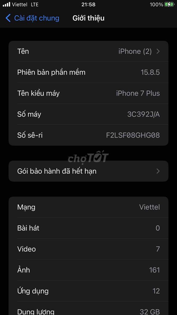 iPhone 7 Plus 32GB Đen - Máy Đã Sử Dụng. Mua bán Điện thoại tại Thành phố Bến Tre Bến Tre được đăng bởi Conan  hình 1
