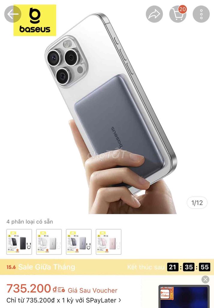 Baseus PicoGo AM41 10000mAh Sạc từ tính Xám. Mua bán Phụ kiện (Màn hình, Chuột...) tại Quận Liên Chiểu Đà Nẵng được đăng bởi hương giang hình 1