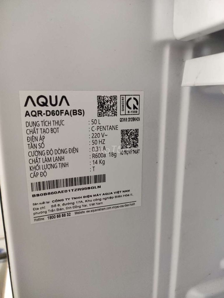 Tủ lạnh Aqua AQR-D60FA(BS) 50L Đen. Mua bán Tủ lạnh tại Quận 7 Tp Hồ Chí Minh được đăng bởi KANNA hình 1