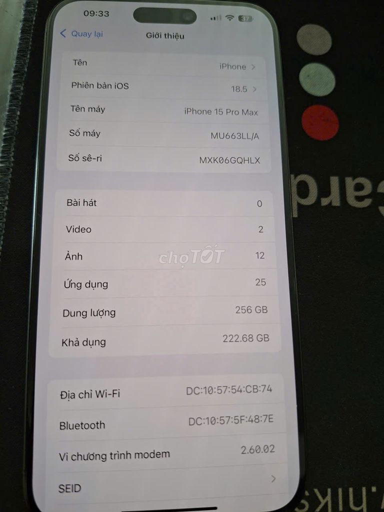 Apple iPhone 15 Pro Max 256GB Xám. Mua bán Điện thoại tại Thị xã Tân Uyên Bình Dương được đăng bởi Thành An hình 1