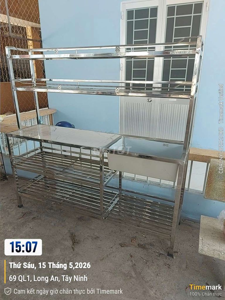 Kệ bếp Inox kèm chậu rửa chén. Mua bán Tủ, kệ gia đình tại Quận Tân Bình Tp Hồ Chí Minh được đăng bởi Bich hình 1