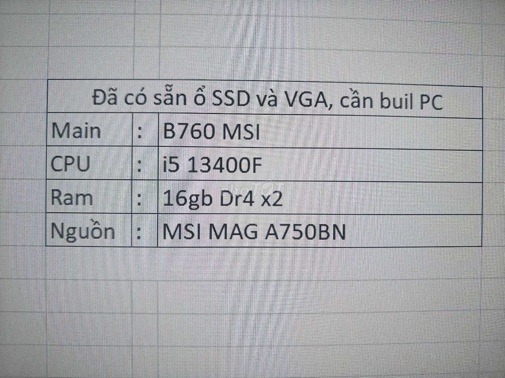 MSI B760 i5 13400F DDR4 32GB. Mua bán Máy tính để bàn tại Thành phố Nam Định Nam Định được đăng bởi Trung Nguyên hình 1