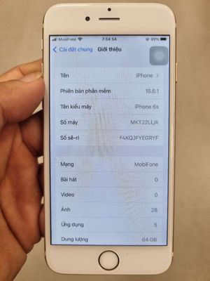 Iphone 6S LL/A 64Gb màn zin, pin mới, đẹp 98% MVT. Mua bán Điện thoại tại Thành phố Thủ Đức Tp Hồ Chí Minh được đăng bởi Tịnh Lưu Ly