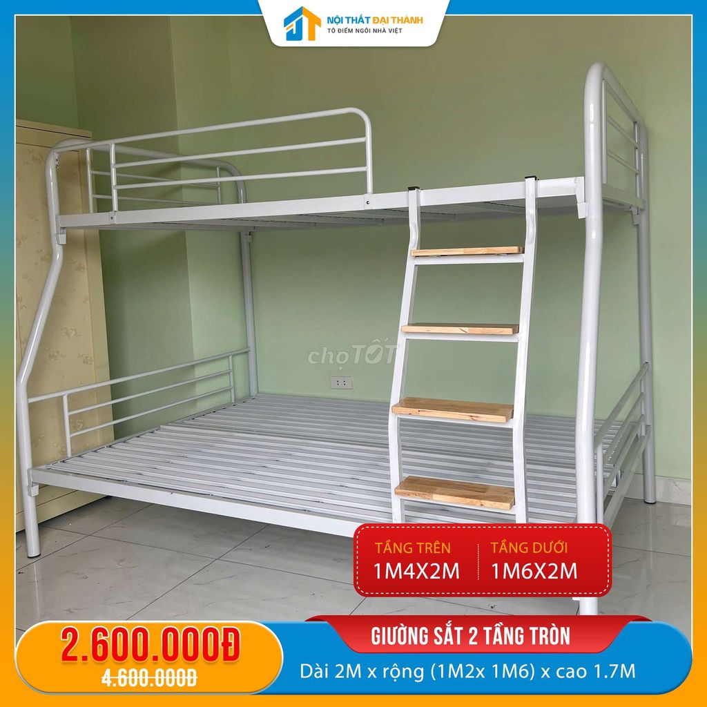 Giường 2Tầng Lệch Trên 1M4 Dưới 1M6 Ống TrònGiá Rẻ. Mua bán Giường, chăn ga gối nệm tại Quận Tân Phú Tp Hồ Chí Minh được đăng bởi NỘI THẤT ĐẠI THÀNH hình 1