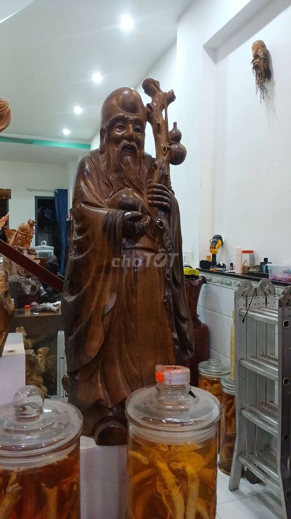 Tượng Ông Thọ Gỗ 1.1m 40cm 30cm. Mua bán Đồ sưu tầm, đồ cổ tại Thành phố Dĩ An Bình Dương được đăng bởi Cuu Long hình 1