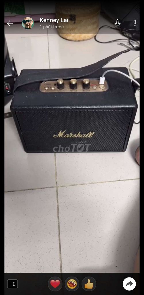 Loa Bluetooth Marshall Đen. Mua bán Tivi, Âm thanh tại Huyện Củ Chi Tp Hồ Chí Minh được đăng bởi Thiên Kim hình 1