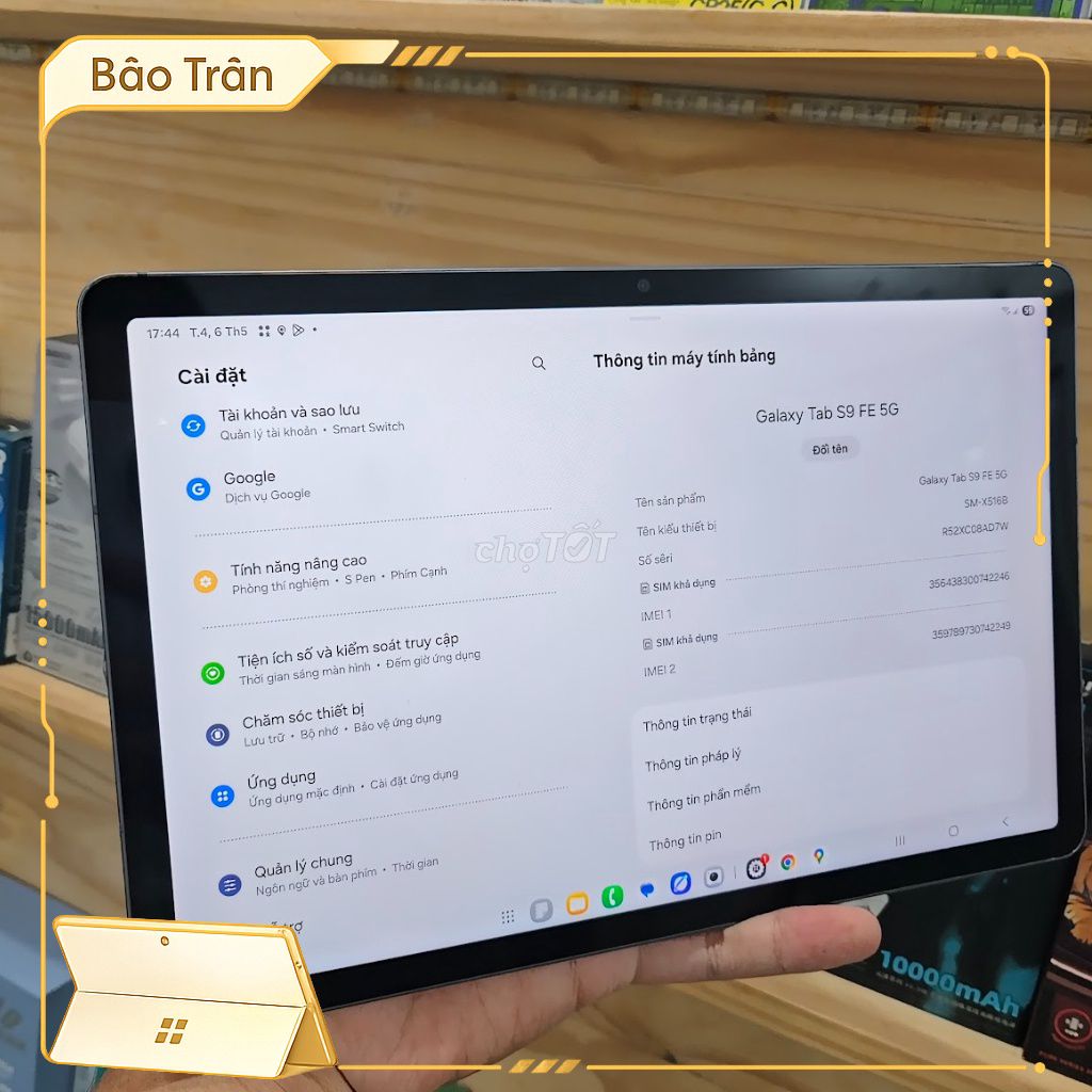 Samsung Tab S9 FE 5G 8GB/256GB Xám - CŨ. Mua bán Máy tính bảng tại Quận 8 Tp Hồ Chí Minh được đăng bởi Bảo Trân hình 1