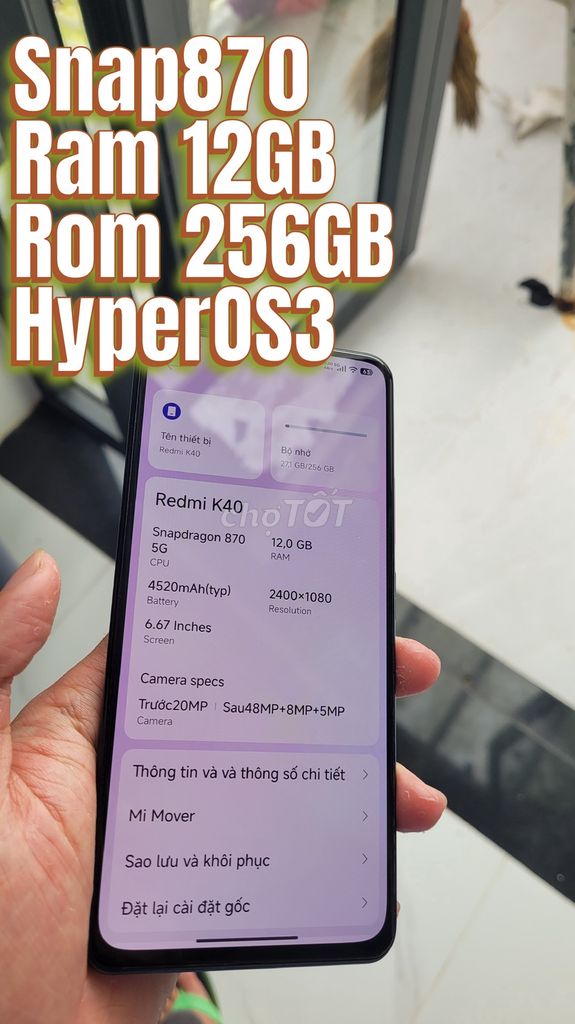 3củ có 12GB 256GB Redmi K40 max option HyperOS3. Mua bán Điện thoại tại Quận 10 Tp Hồ Chí Minh được đăng bởi Quang hình 1