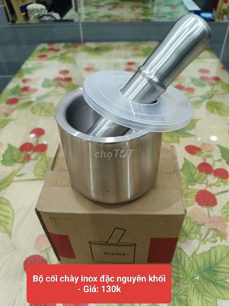 Bộ cối chày inox nguyên khối