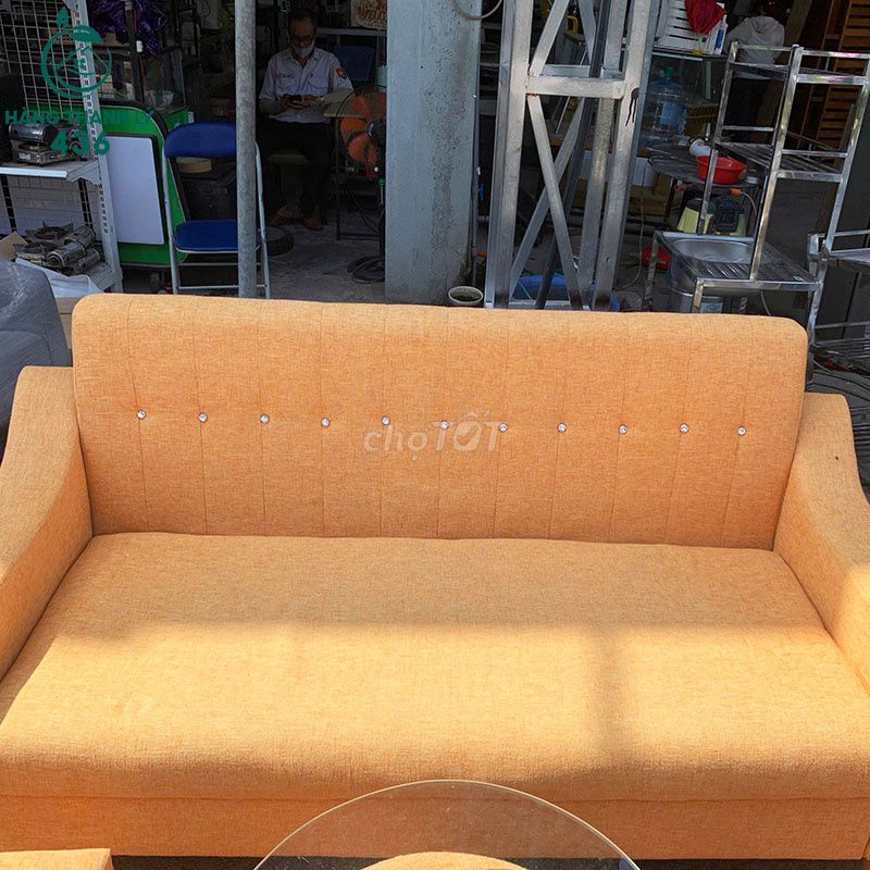 Bộ Sofa Cam Bọc Vải Kéo Đôn Kính Cũ 90%