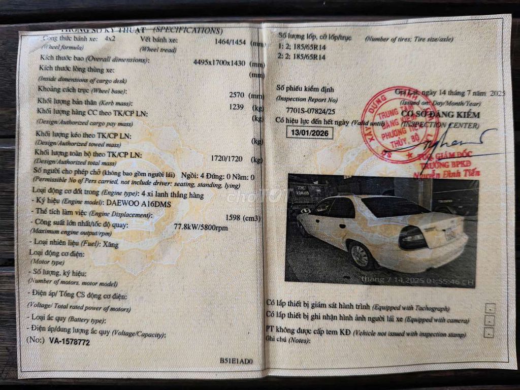 Bán Daewoo Nubira 2003 biển 77 gốc 77 chính chủ. Mua bán Ô tô tại Thị xã An Nhơn Bình Định được đăng bởi Đại Lộc  hình 12