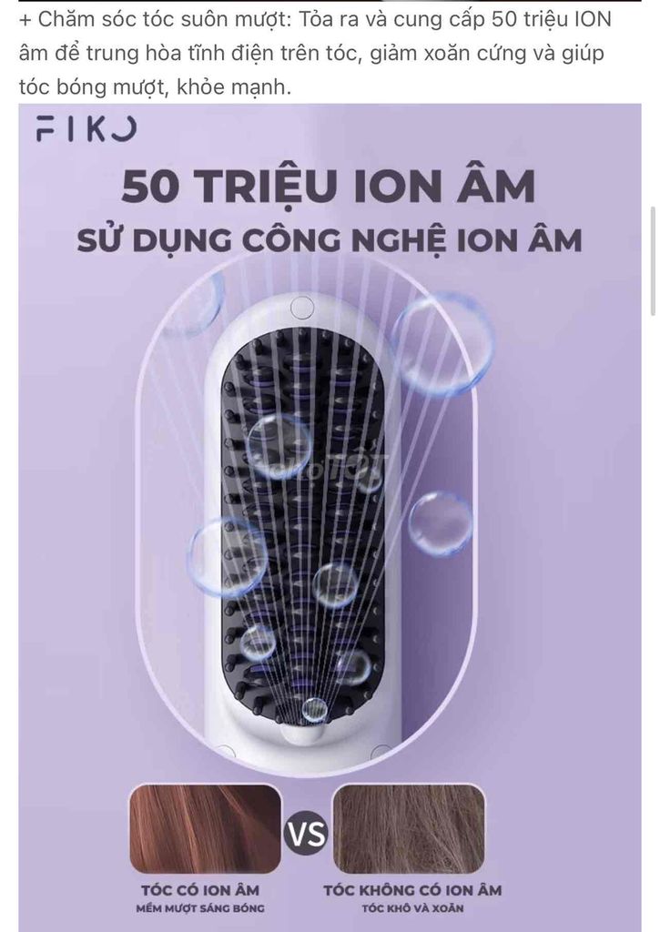 lược điện ion âm Fiko