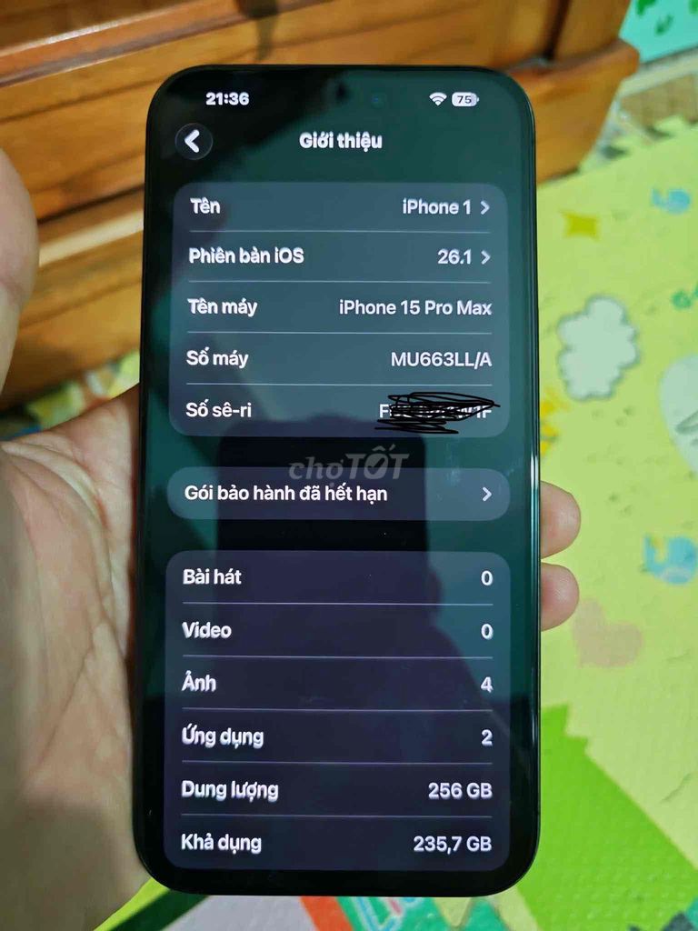 Apple iPhone 15 Pro Max 256GB Đen 91%. Mua bán Điện thoại tại Thành phố Tam Điệp Ninh Bình được đăng bởi Thiện Minh hình 1