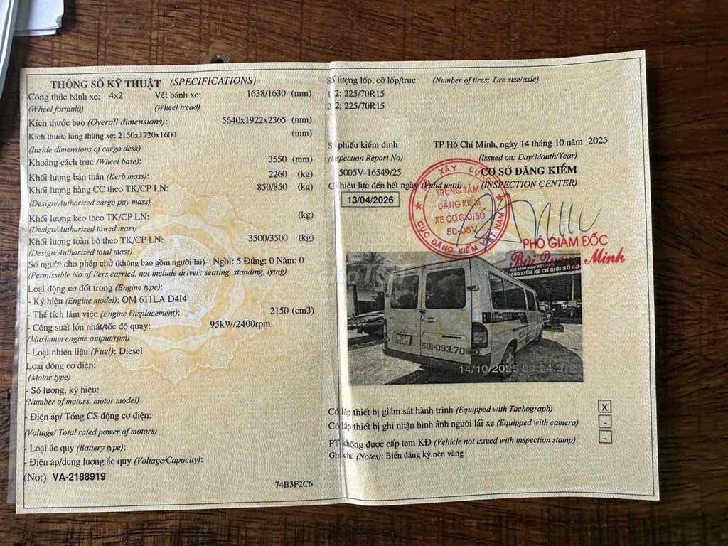 Mercedes Benz Sprinter 313 tải van 2008. Mua bán Ô tô tại Quận 12 Tp Hồ Chí Minh được đăng bởi A Kha hình 8