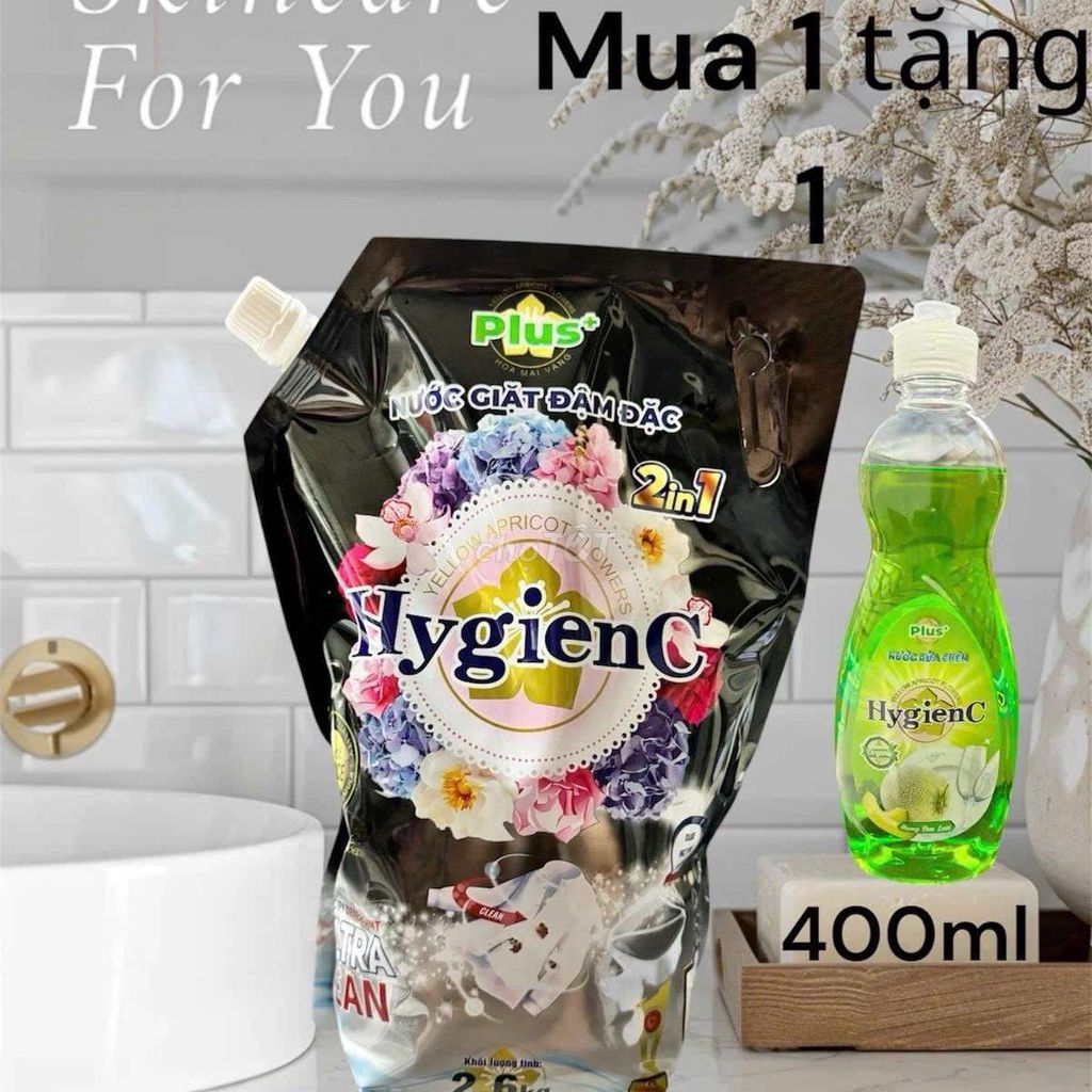 Nước giặt 2 trong 1 túi 2kg6 nước siêu đậm đặt