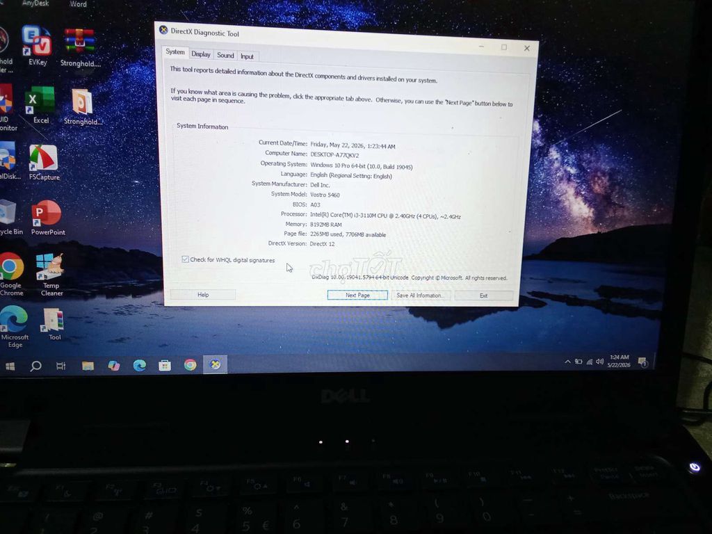 Dell Vostr***0M 8GB/128GB. Mua bán Laptop tại Thành phố Biên Hòa Đồng Nai được đăng bởi hoàng anh hình 1