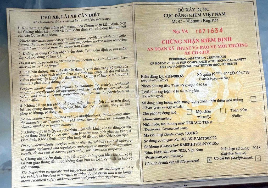 thanh lý xe terco 100s. Mua bán Xe tải, xe ben tại Thành phố Thủ Đức Tp Hồ Chí Minh được đăng bởi Ô TÔ LÂM THÀNH hình 3