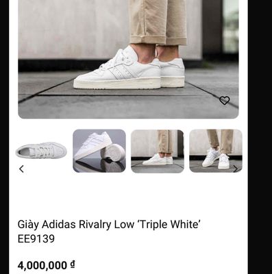 Adidas Rivalry Low, mới 90%