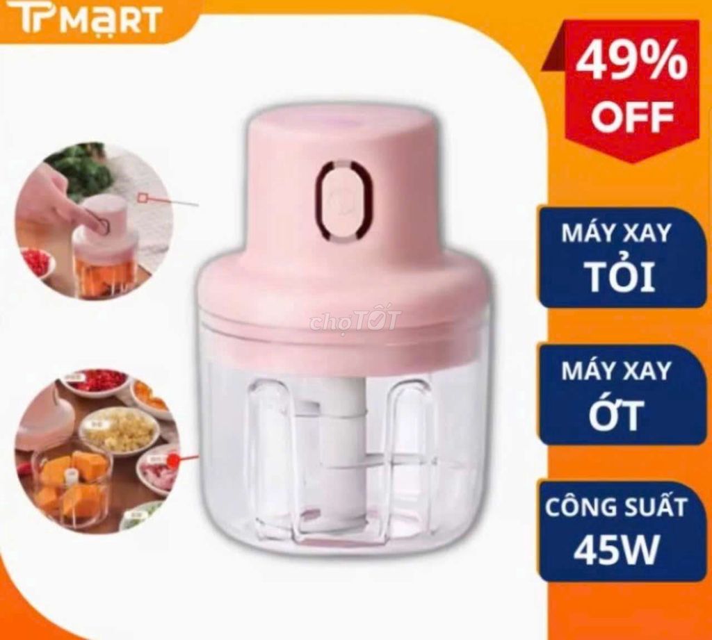 Máy say tỏi ớt cầm tay mini đa năng sạc điện