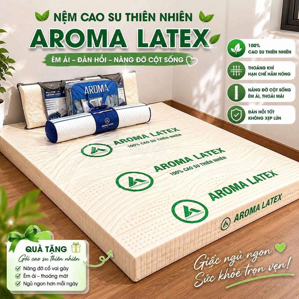 Nệm Aroma Latex 1m6x2m Nâng đỡ cột sống. Mua bán Giường, chăn ga gối nệm tại Thành phố Ngã Bảy Hậu Giang được đăng bởi Nem Gia Kho hình 1