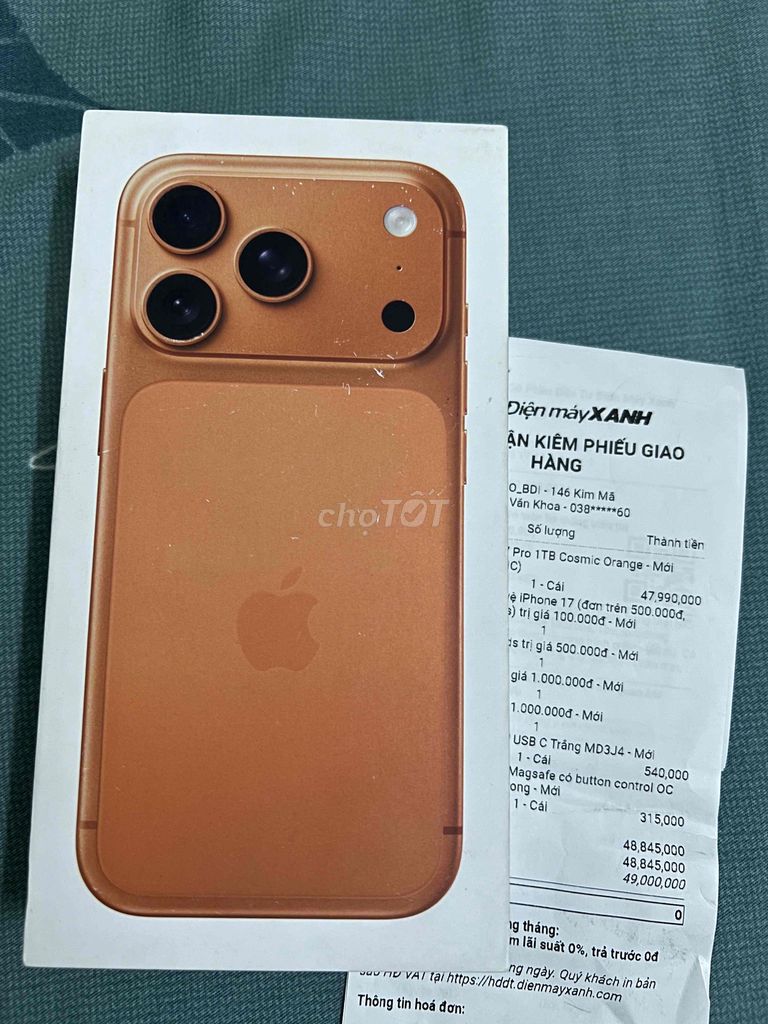 Apple iPhone 17 Pro 1TB Cosmic Orange Mới. Mua bán Điện thoại tại Quận Hoàng Mai Hà Nội được đăng bởi exciter hình 1