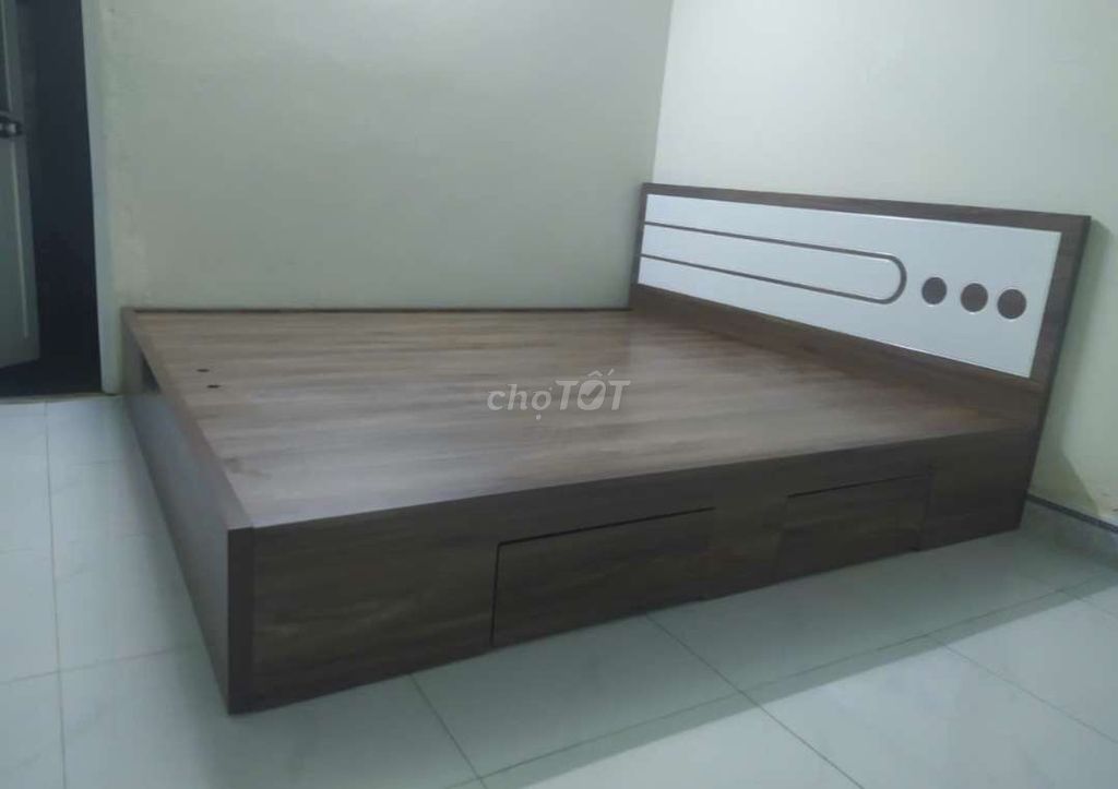 GIƯỜNG HỘP MDF GỖ CÔNG NGHIỆP 1M6*2M CÓ HỘP KÉO