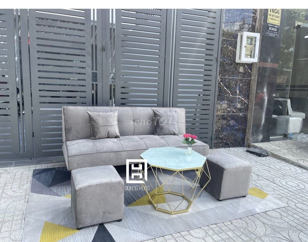 Sofa vải nhung màu xám. Mua bán Bàn ghế tại Huyện Long Thành Đồng Nai được đăng bởi Nội Thất Quang Hùng TD hình 1