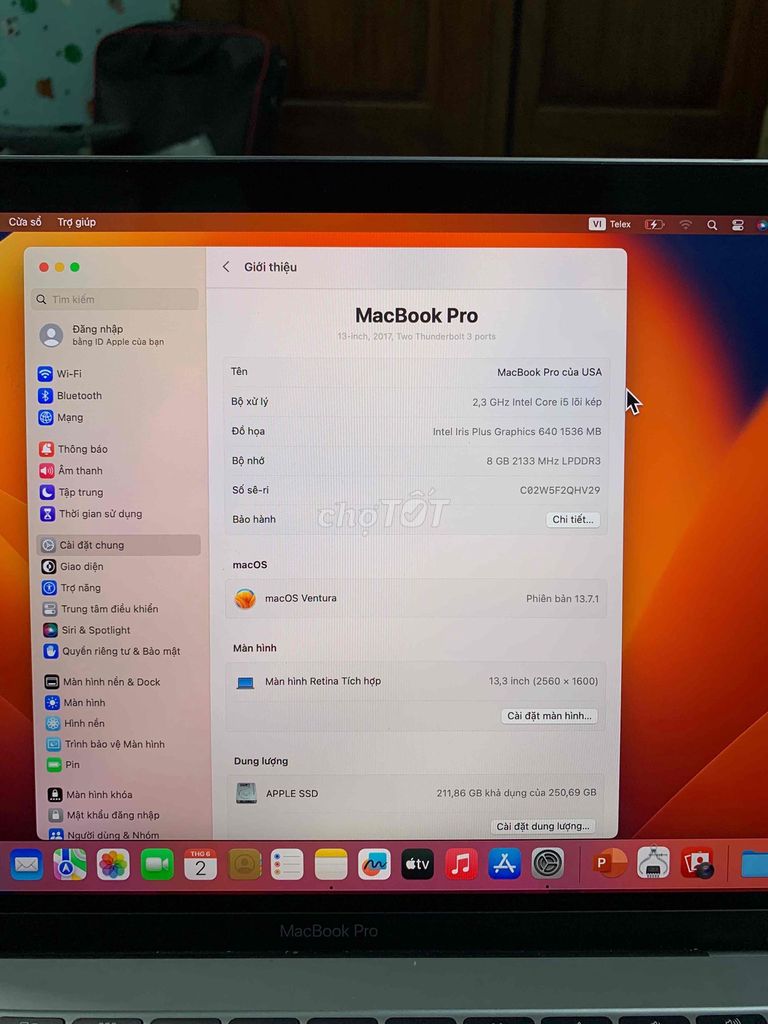 MacBook Pro 2017 i5 13.3 inch 8GB/256gb. Mua bán Laptop tại Huyện Đan Phượng Hà Nội được đăng bởi Máy Tính Láp Tốp Cũ hình 1
