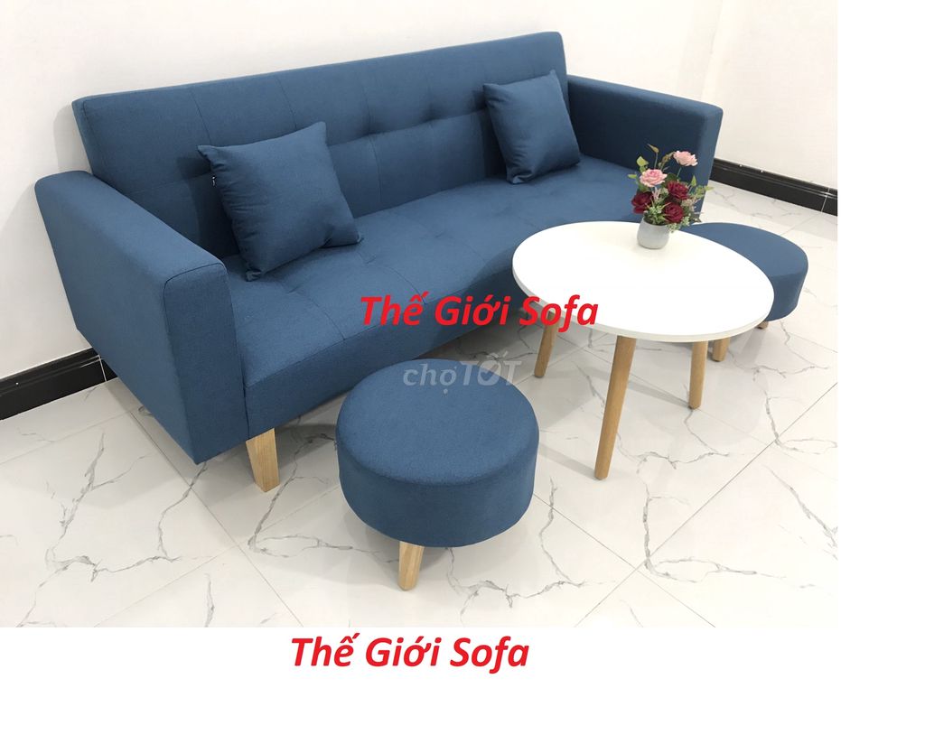Bộ ghế sofa băng bed giá rẻ xanh dương ở Long An