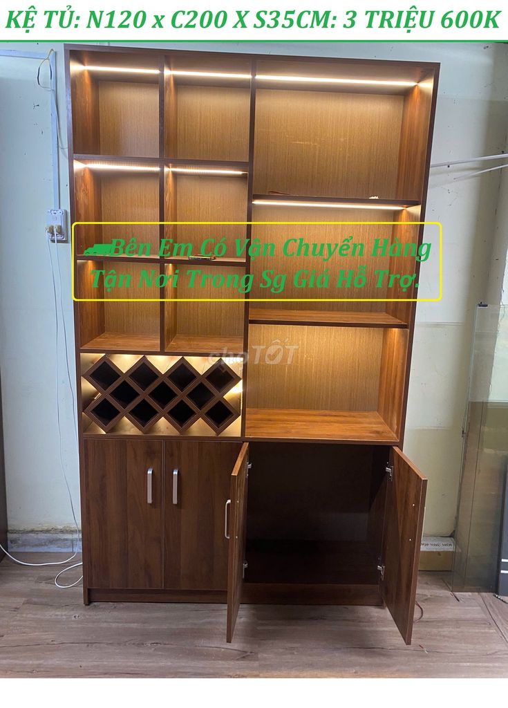 Xả Kệ Tủ Trưng Bày 120x200x35 Đựng Rượu. Mua bán Tủ, kệ gia đình tại Quận 12 Tp Hồ Chí Minh được đăng bởi Nội Thất Bàn Tủ Kệ Cửa Hàng Và Văn Phòng hình 1