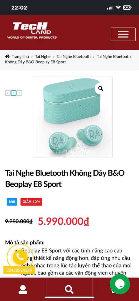 Tai nghe BANG & BEOPLAY E8 SPORT ĐAN MẠCH