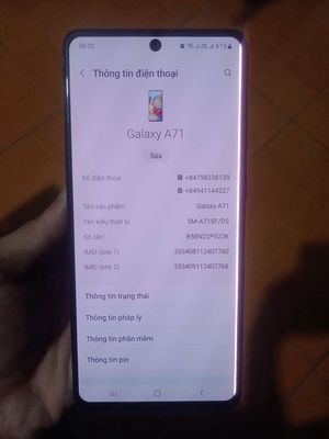 Samsung Galaxy A71 zin full vân,