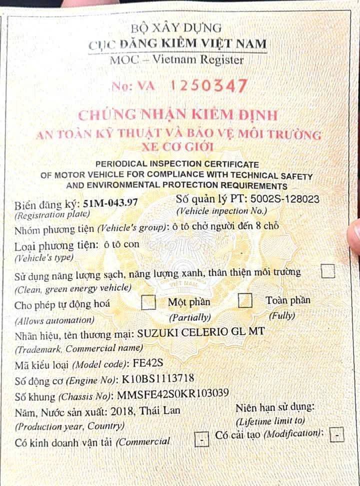 SUZUKI CELERIO 2018 NHẬP THÁI, SỐ SÀN, MÁY 1.0. Mua bán Ô tô tại Quận Tân Phú Tp Hồ Chí Minh được đăng bởi Ô Tô An Khang Thịnh  hình 7