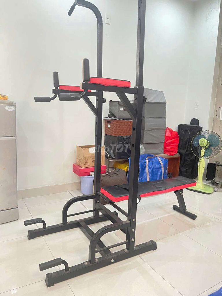 Giàn tập gym đa năng Khung sắt Đen, Đỏ