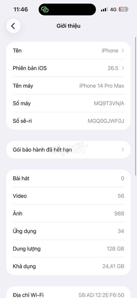 Apple iPhone 14 Pro Max 128GB VN/A 83%. Mua bán Điện thoại tại Huyện Nho Quan Ninh Bình được đăng bởi Phạm Ngọc Hải hình 1