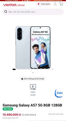 Samsung Galaxy A57 5G Xanh Chính Hãng Đủ Hóa đơn