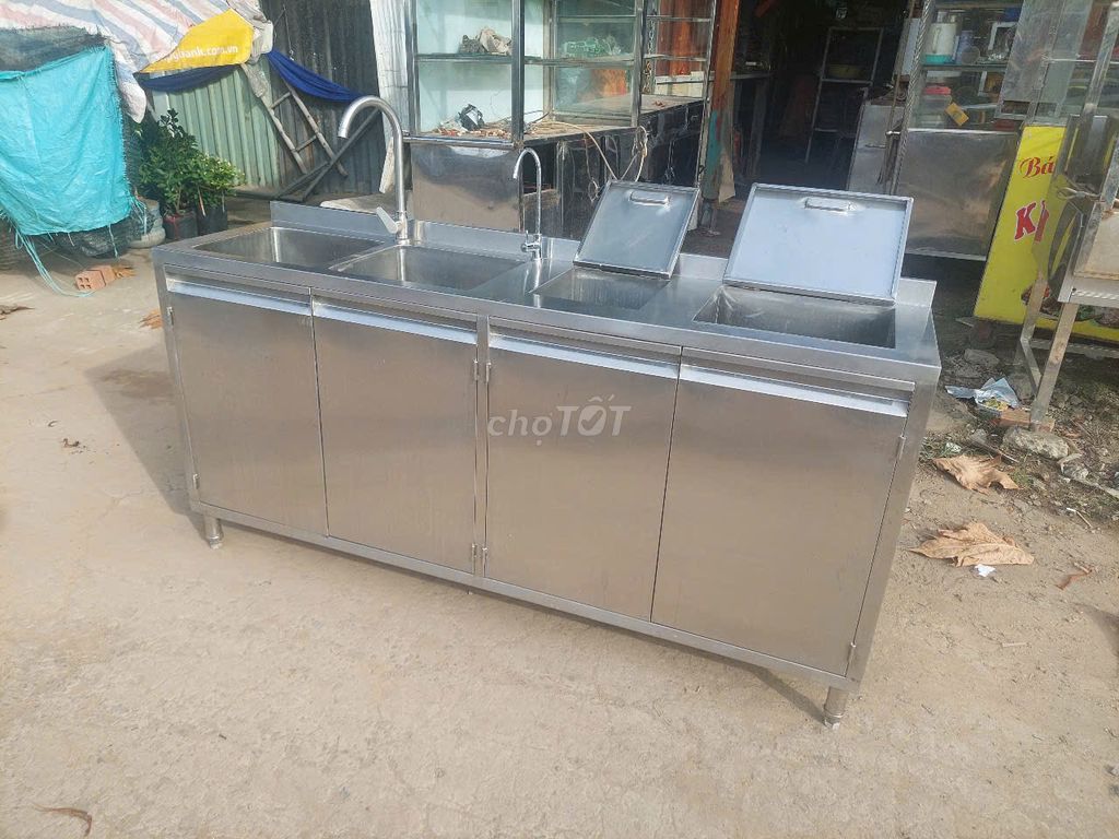 THANH LÝ QUẦY PHA CHẾ DÀI 1,65M INOX 304 GIÁ  6,5T